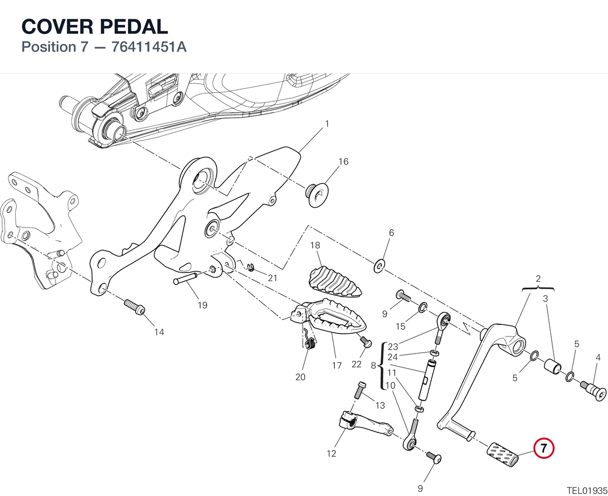 COVER PEDAL 76411451A diagram position