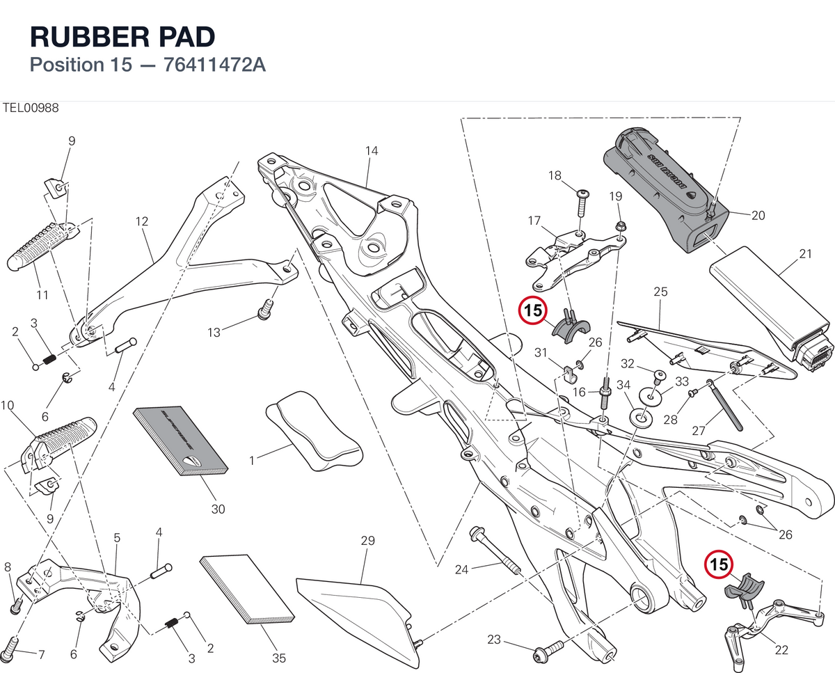 RUBBER PAD 76411472A diagram position