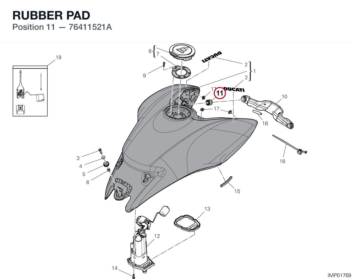RUBBER PAD 76411521A diagram position