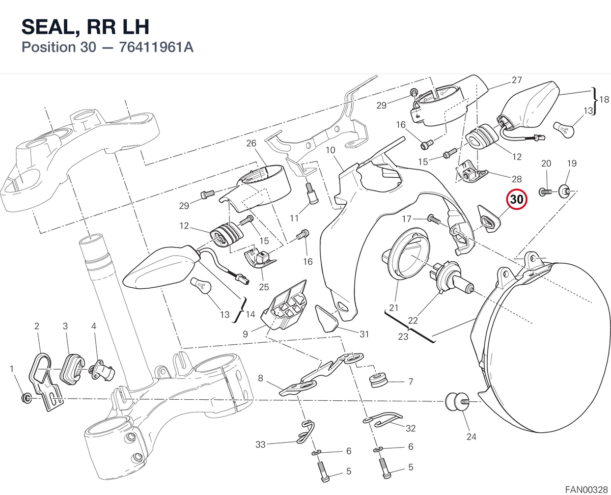 SEAL, RR LH 76411961A diagram position