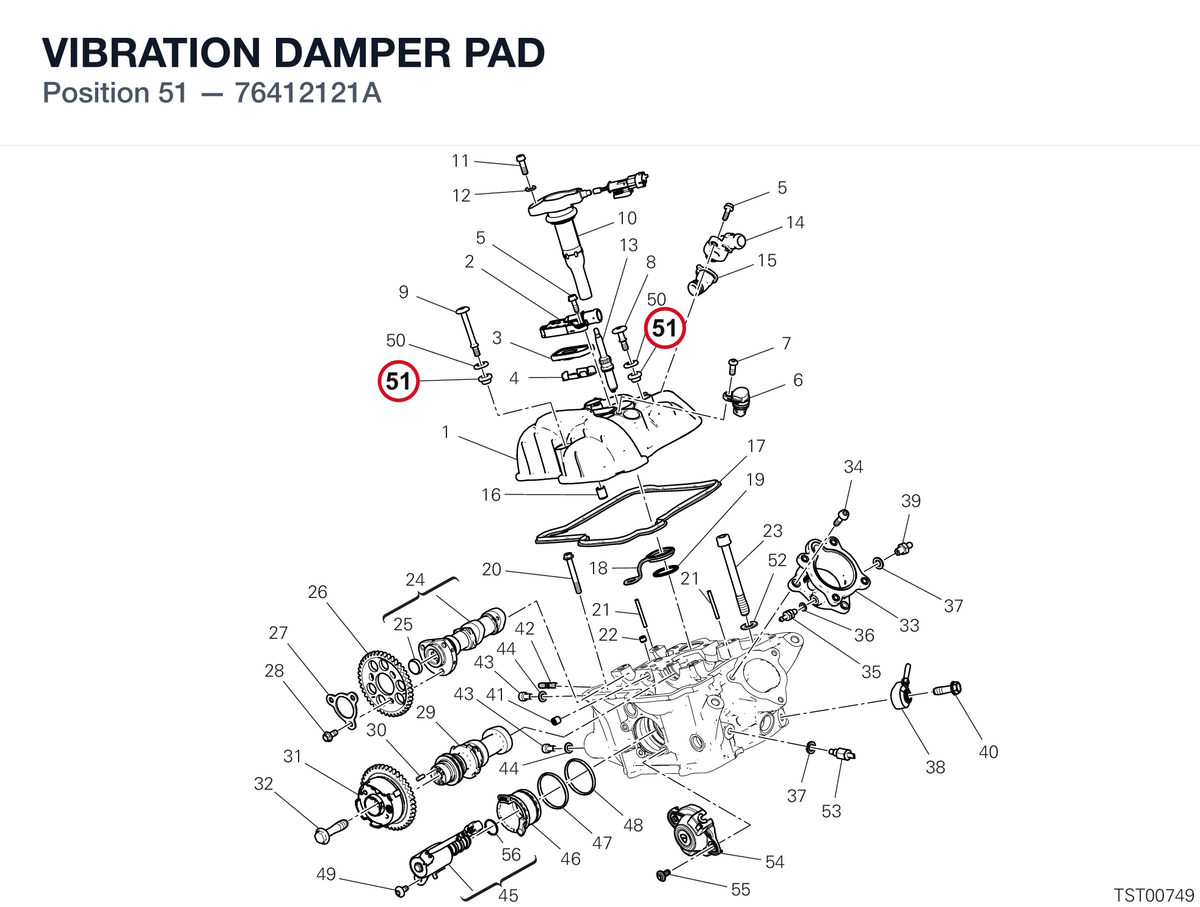 VIBRATION DAMPER PAD 76412121A diagram position