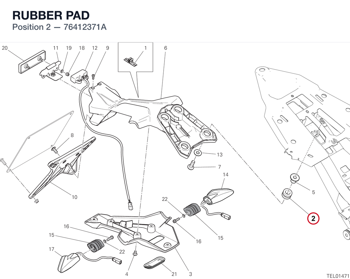 RUBBER PAD 76412371A diagram position
