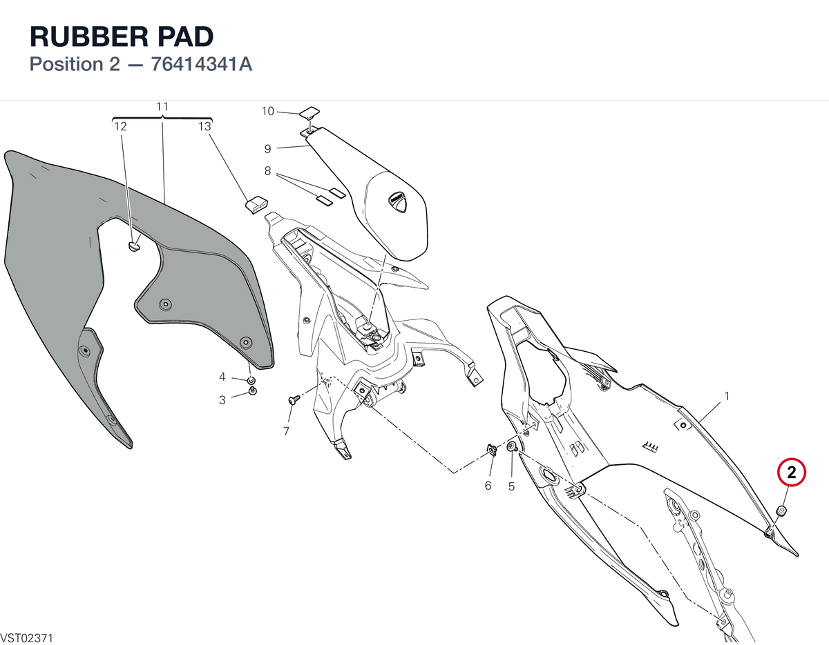 RUBBER PAD 76414341A diagram position