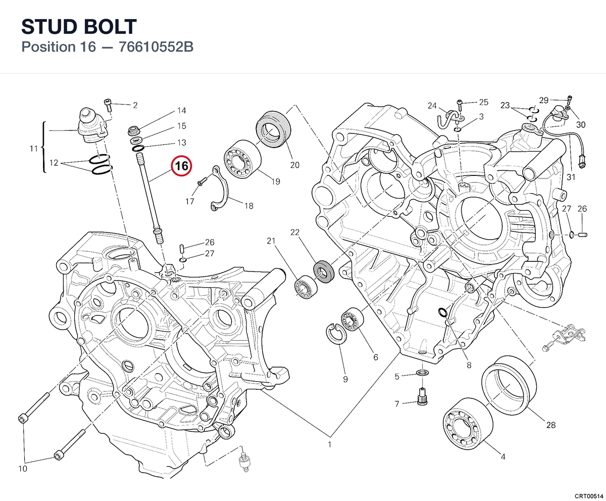 STUD BOLT 76610552B diagram position