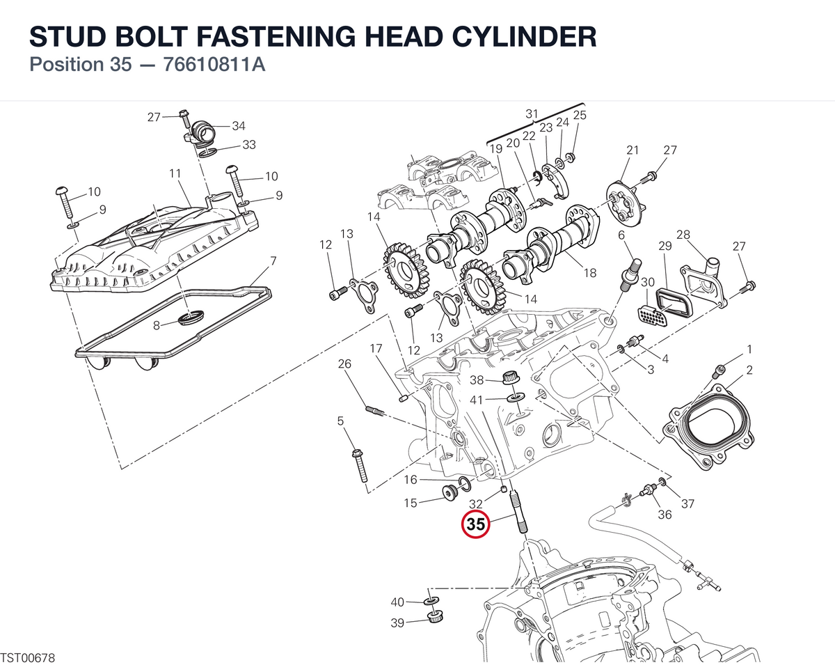 STUD BOLT FASTENING HEAD CYLINDER 76610811A diagram position