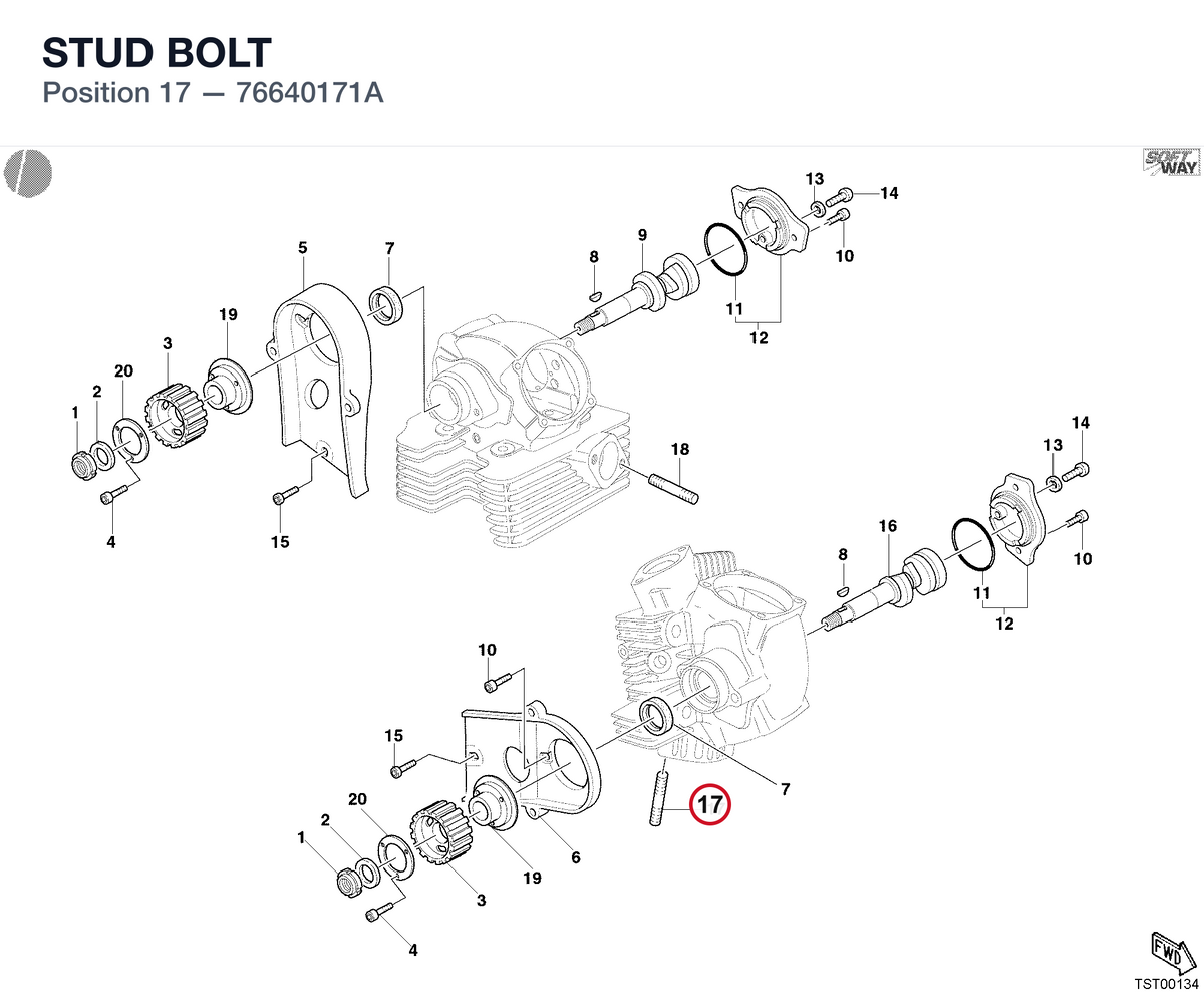STUD BOLT 76640171A diagram position