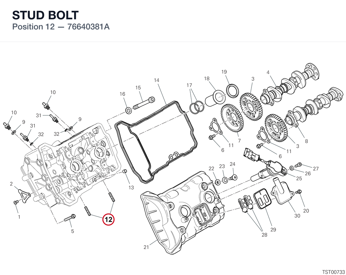 STUD BOLT 76640381A diagram position