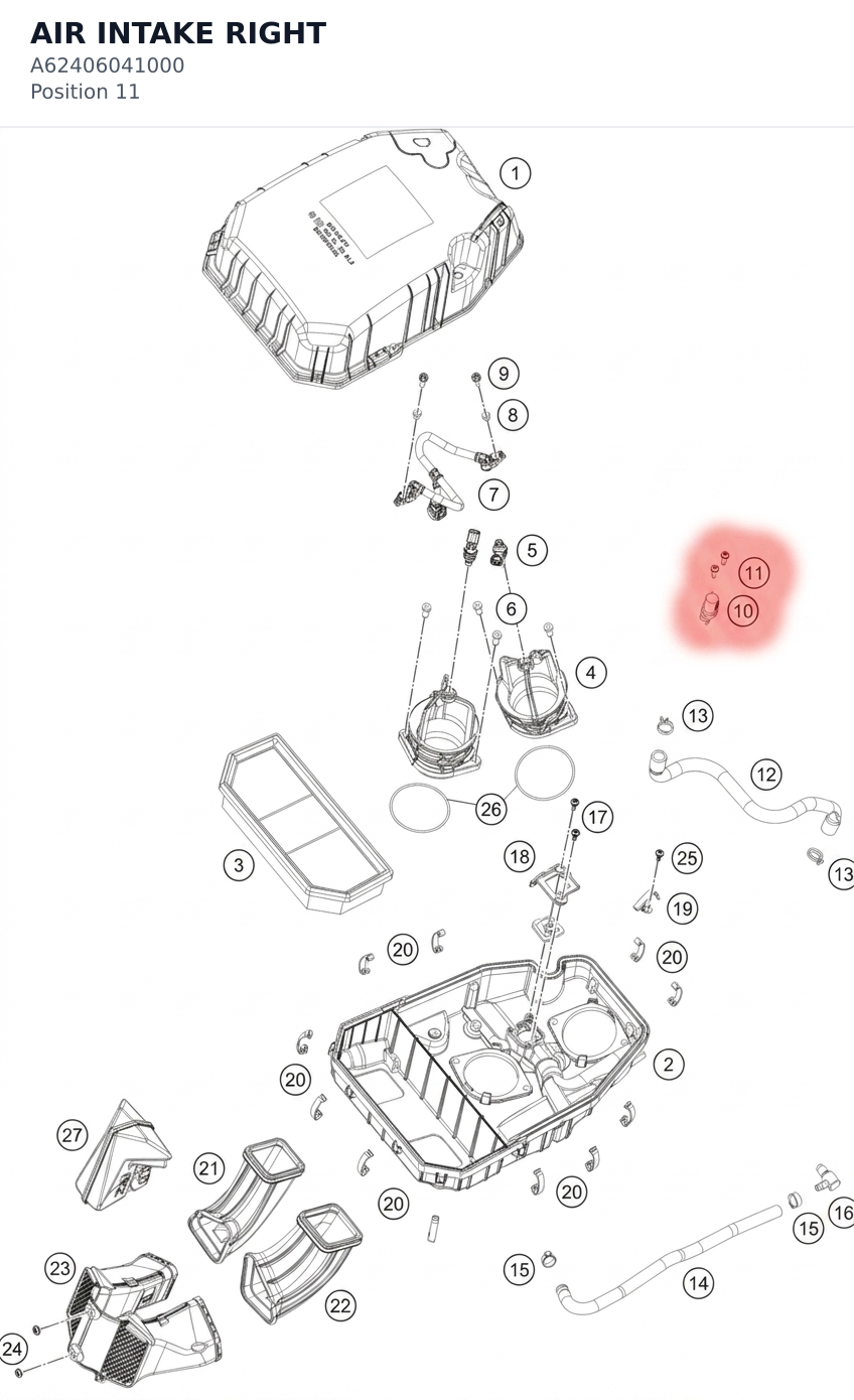 Diagram preview: AIR INTAKE RIGHT (A62406041000)