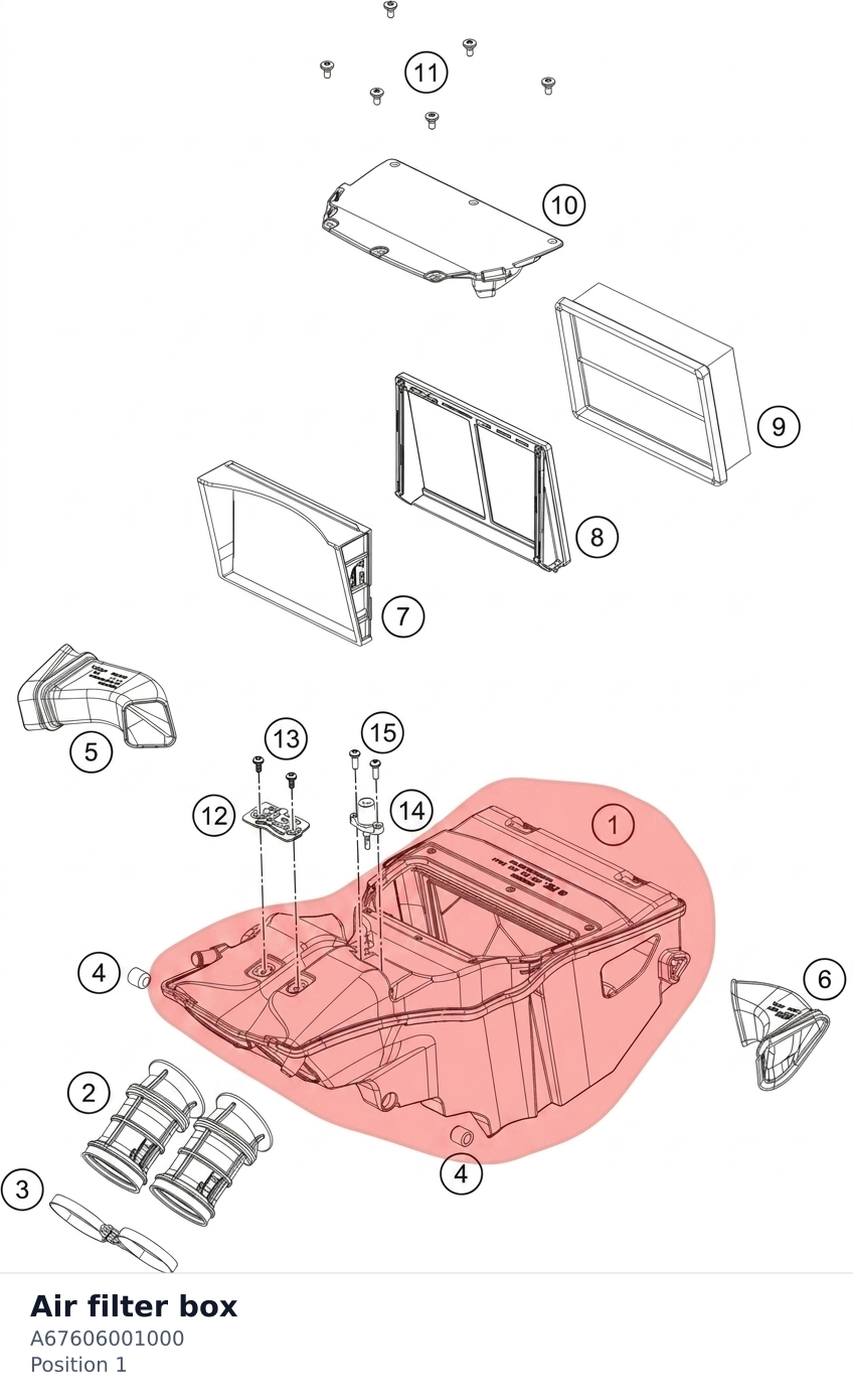 Diagram preview: Air filter box (A67606001000)