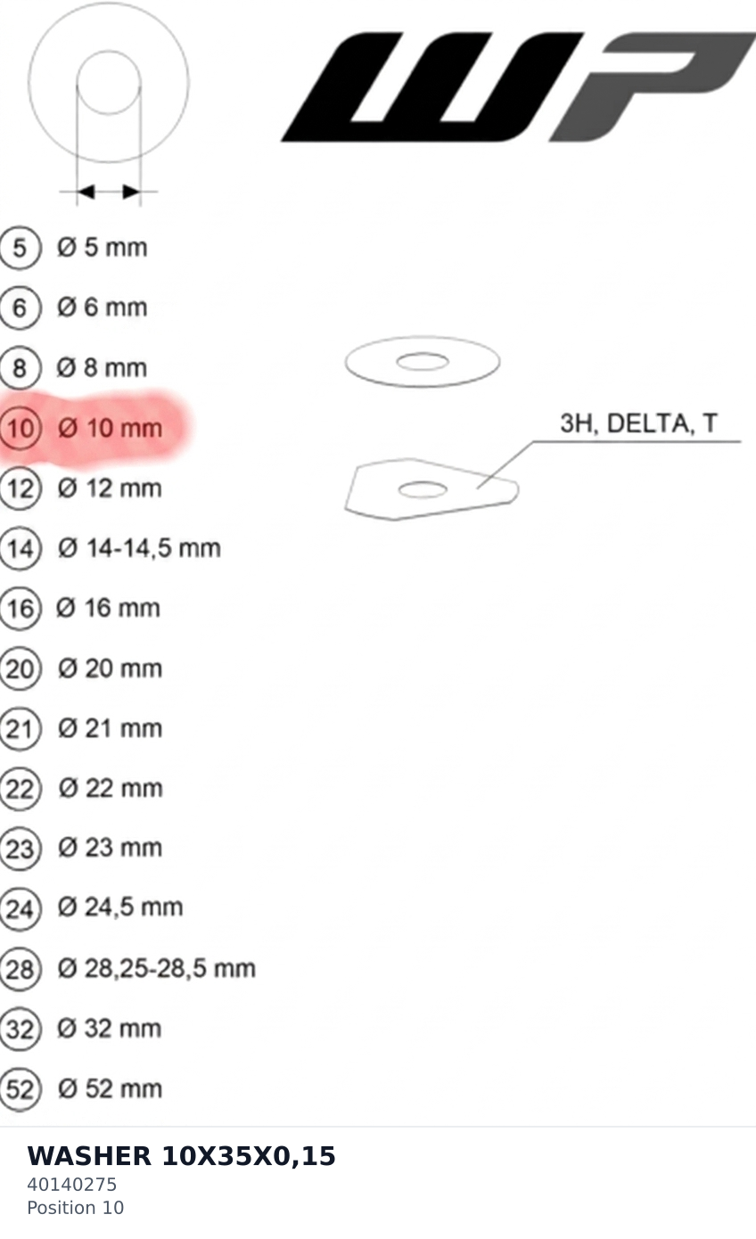 Diagram preview: WASHER 10X35X0,15 (40140275)