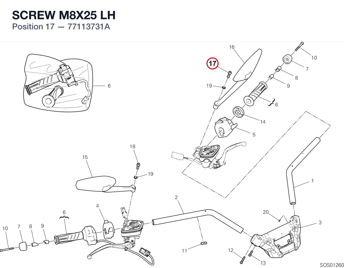 SCREW M8X25 LH 77113731A diagram position