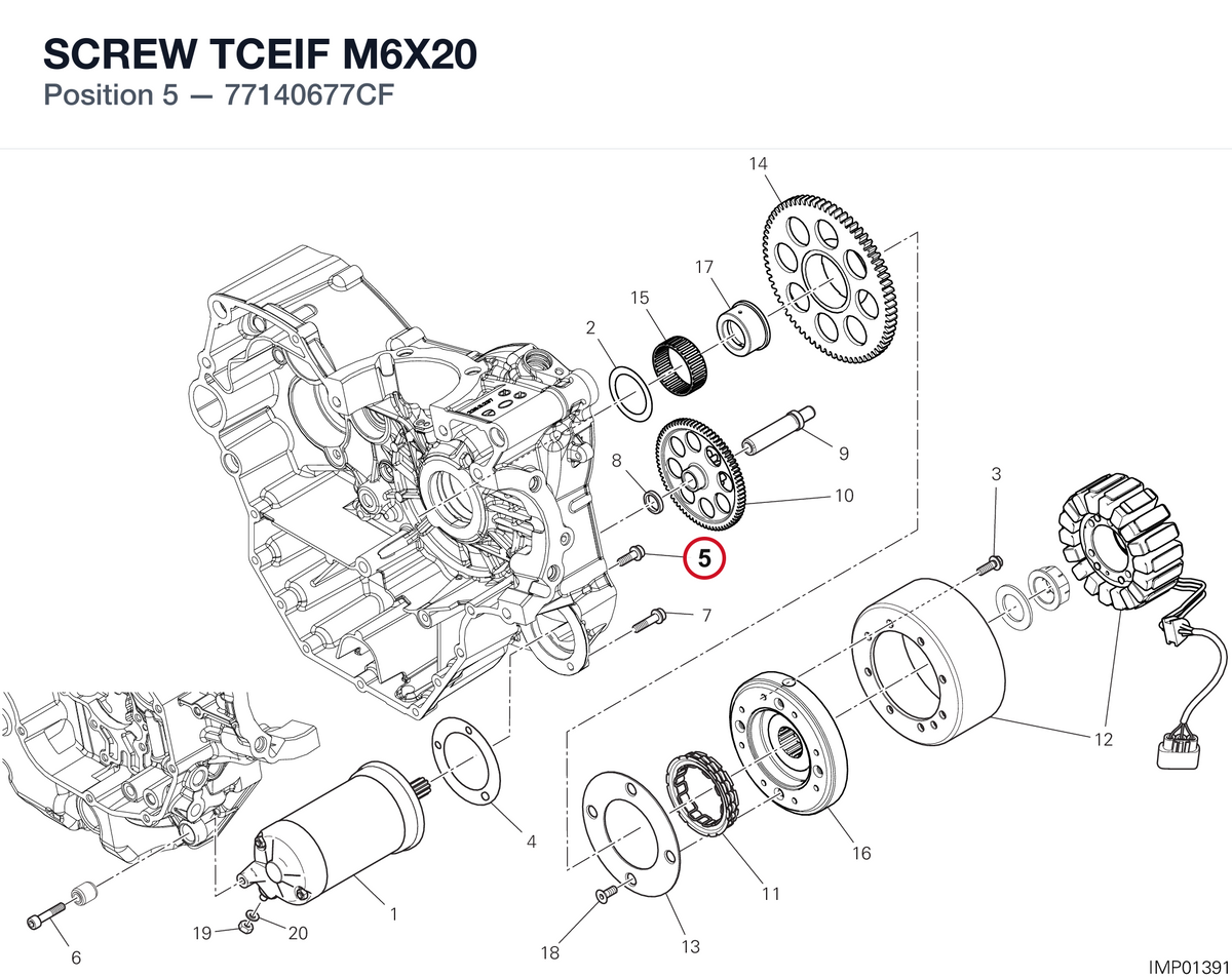 SCREW TCEIF M6X20 77140677CF diagram position
