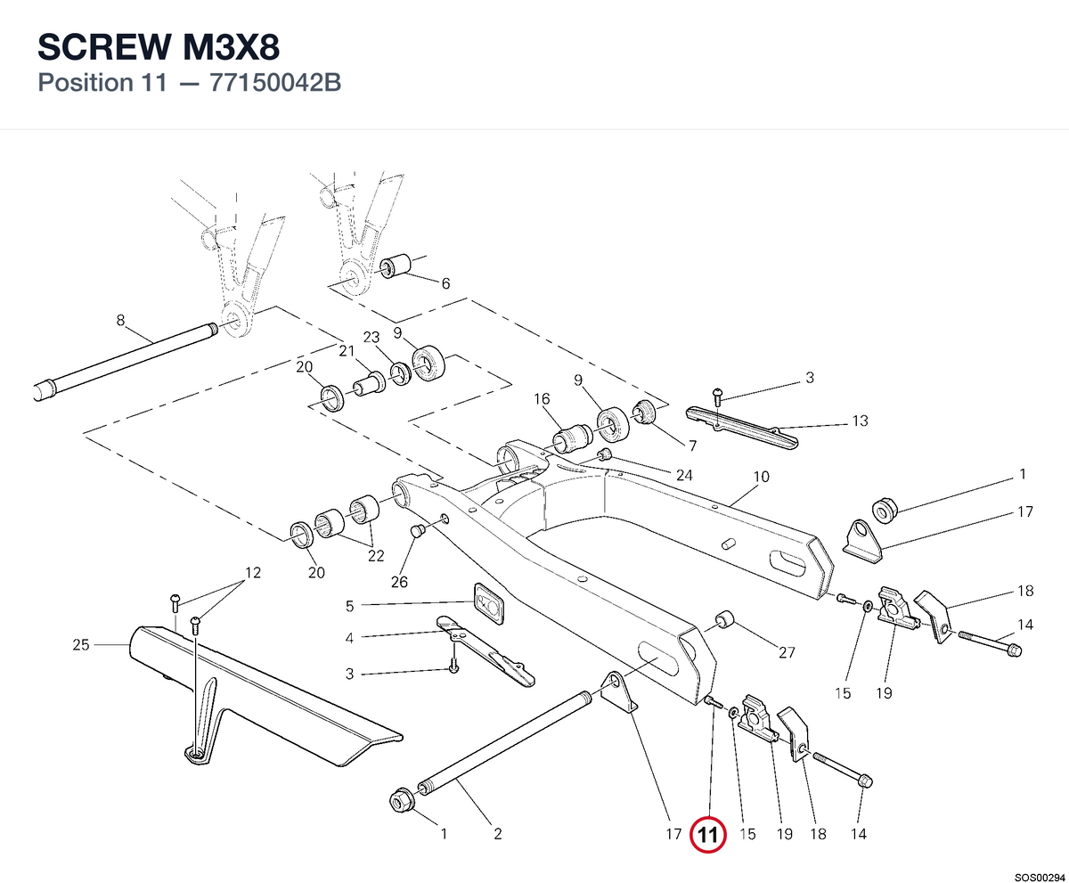 SCREW M3X8 77150042B diagram position