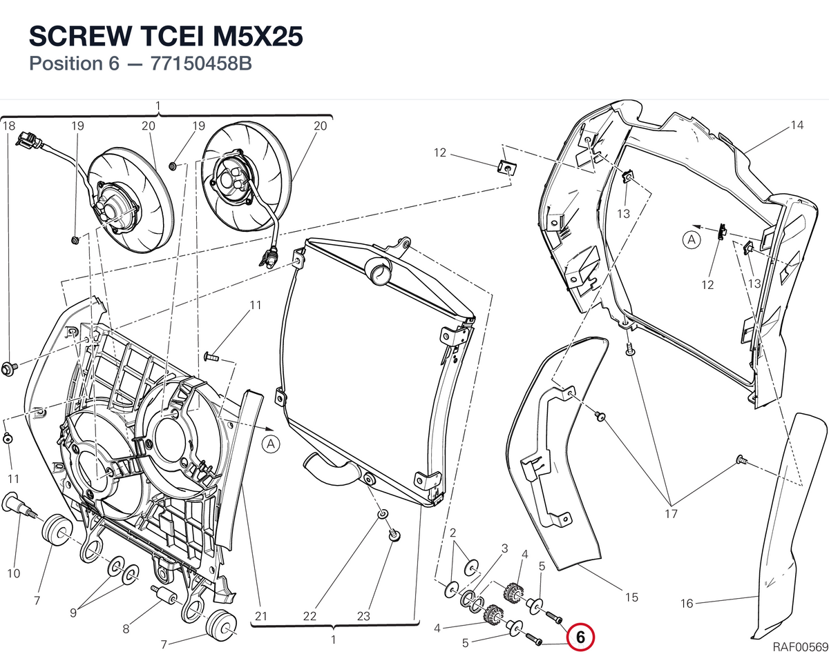 SCREW TCEI M5X25 77150458B diagram position