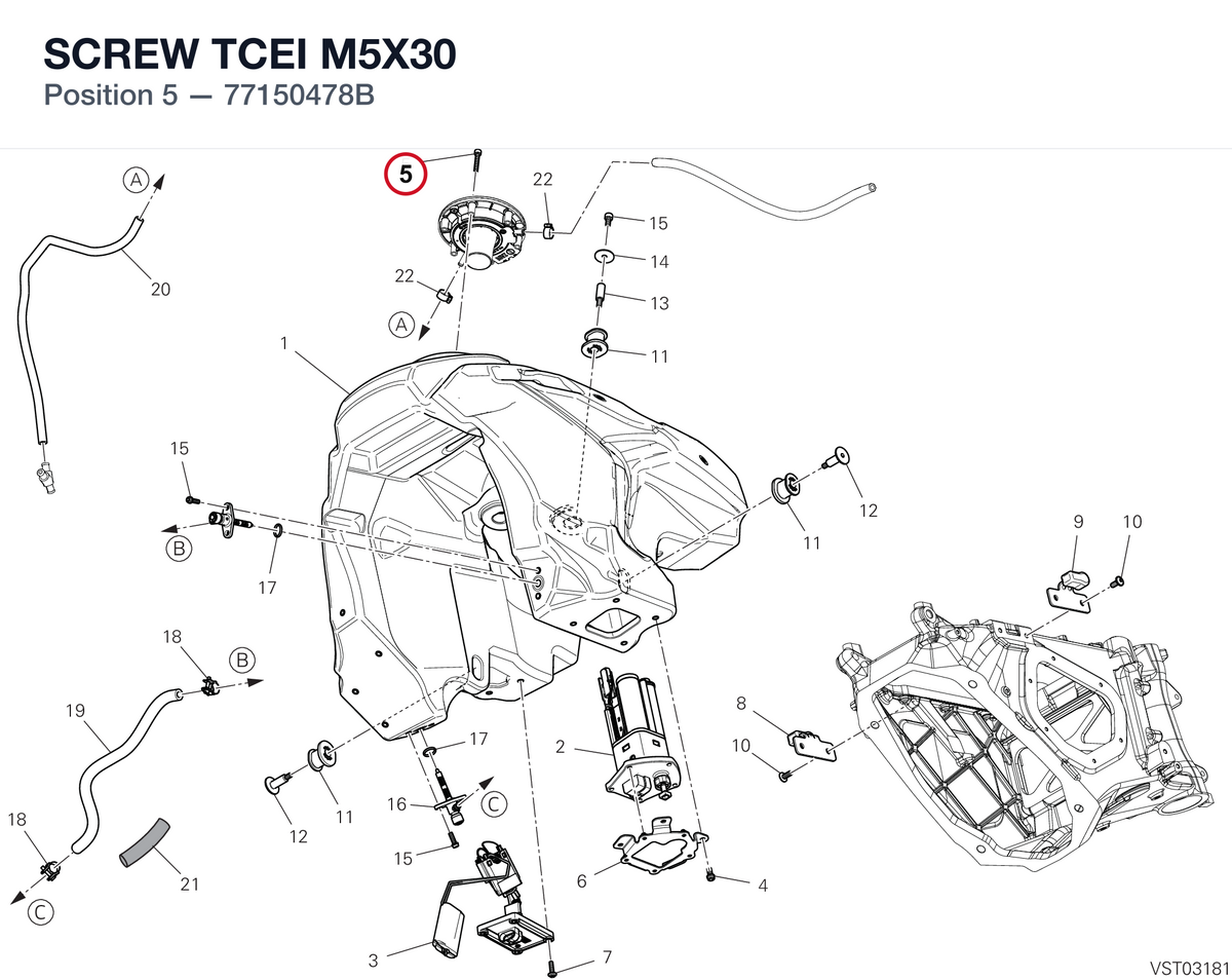 SCREW TCEI M5X30 77150478B diagram position