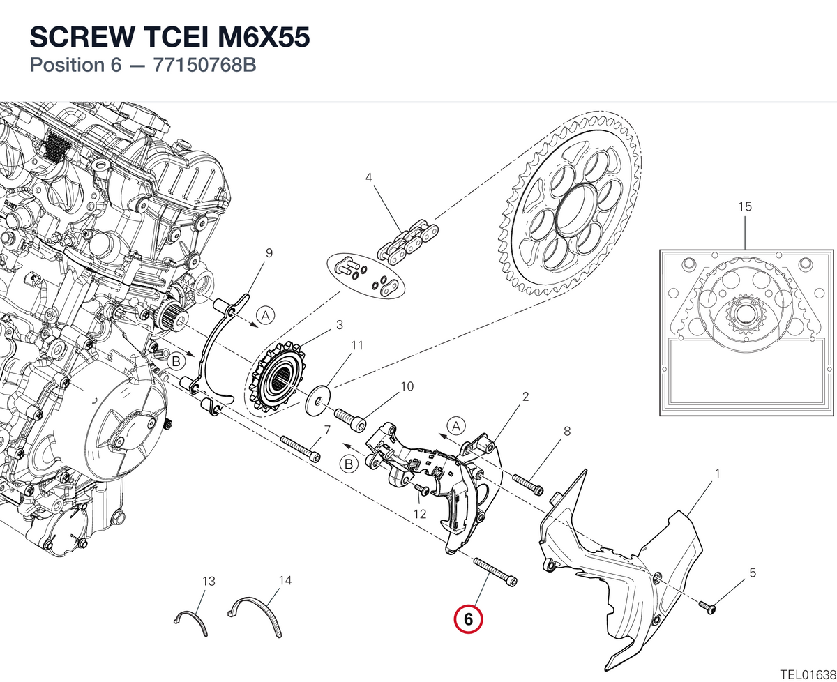 SCREW TCEI M6X55 77150768B diagram position