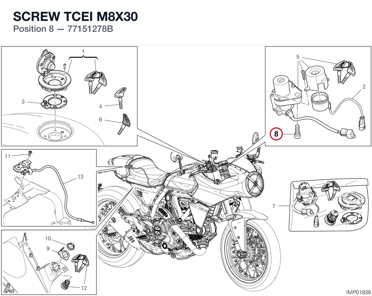 SCREW TCEI M8X30 77151278B diagram position