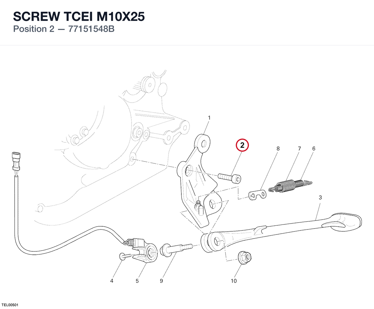 SCREW TCEI M10X25 77151548B diagram position