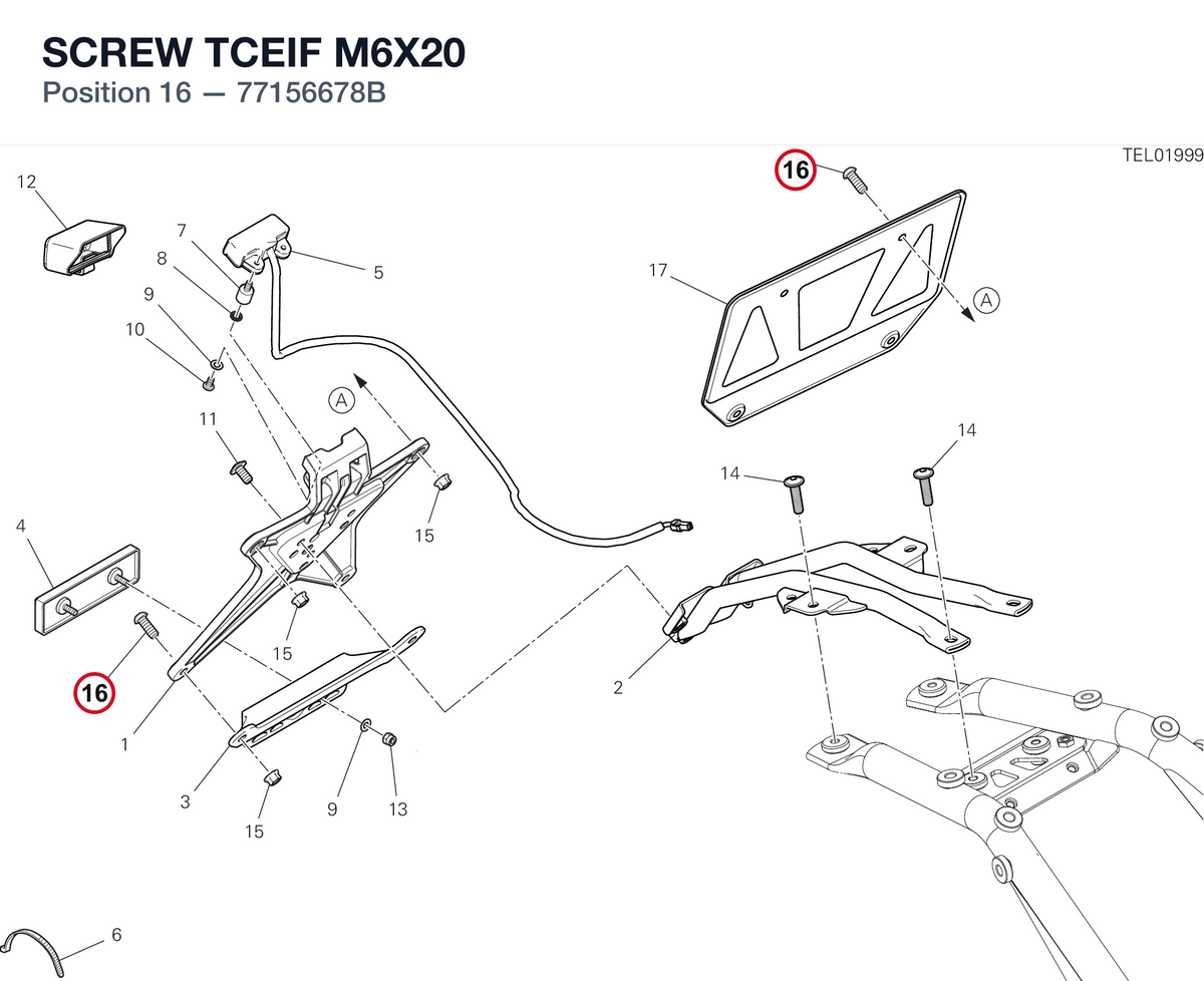 SCREW TCEIF M6X20 77156678B diagram position