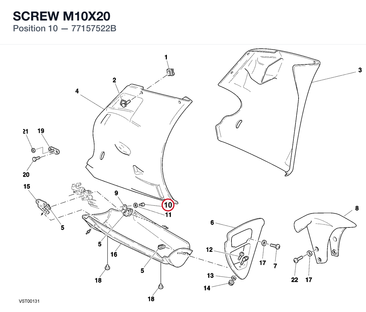 SCREW M10X20 77157522B diagram position