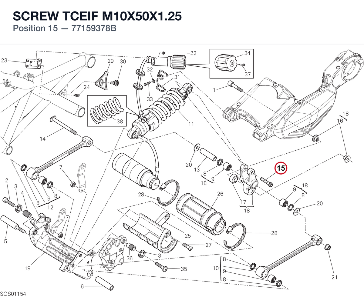 SCREW TCEIF M10X50X1.25 77159378B diagram position