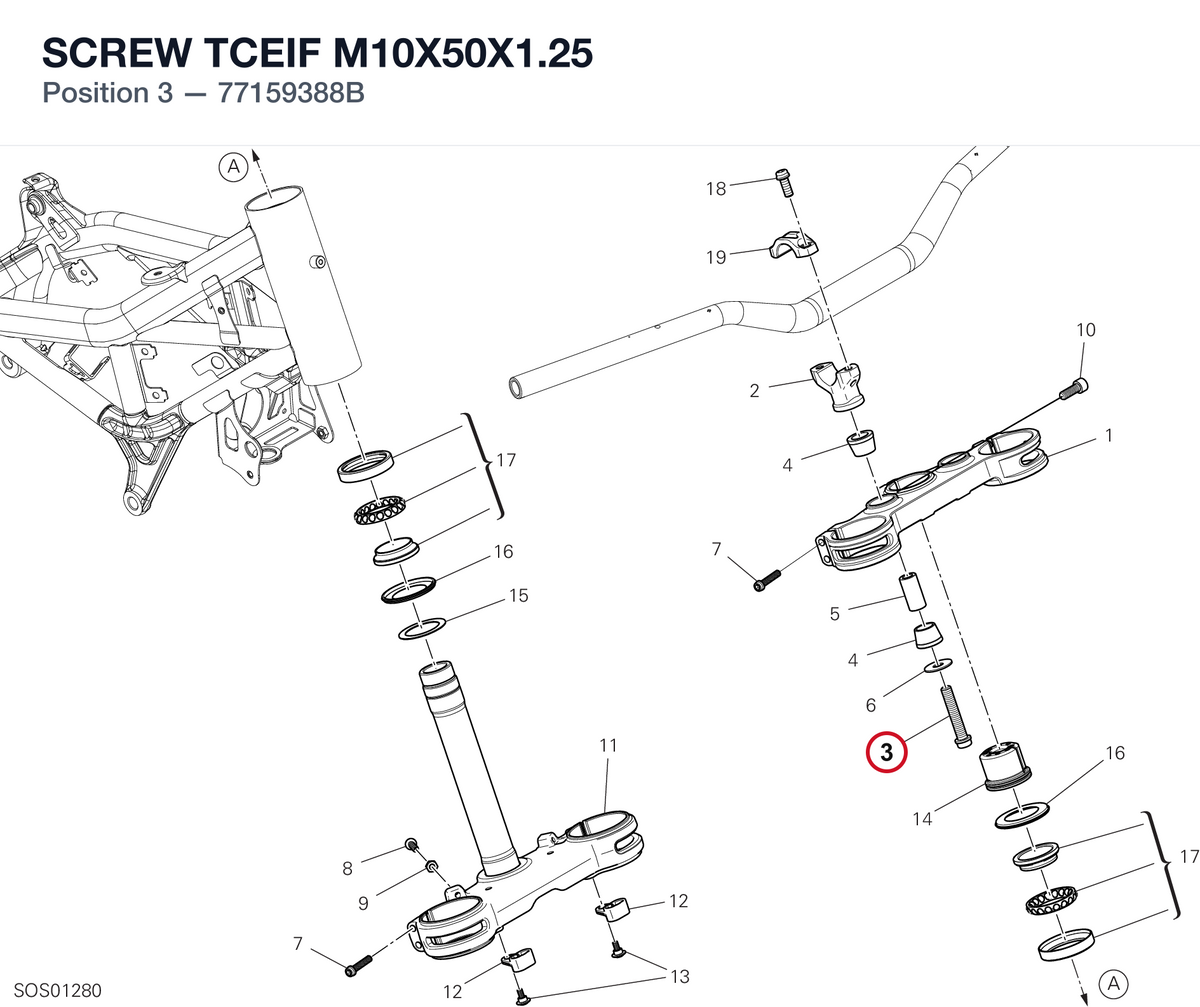 SCREW TCEIF M10X50X1.25 77159388B diagram position