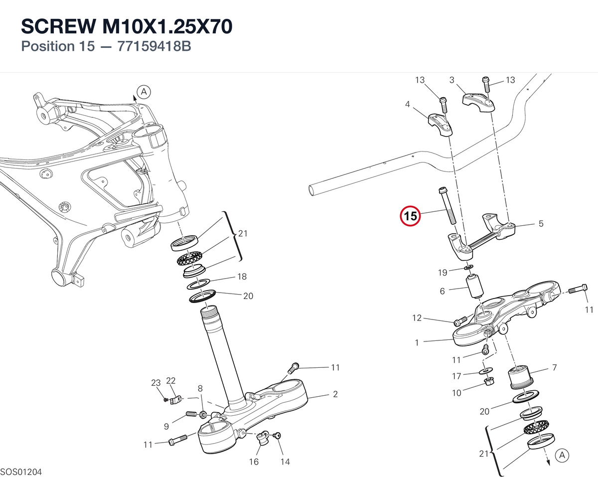 SCREW M10X1.25X70 77159418B diagram position