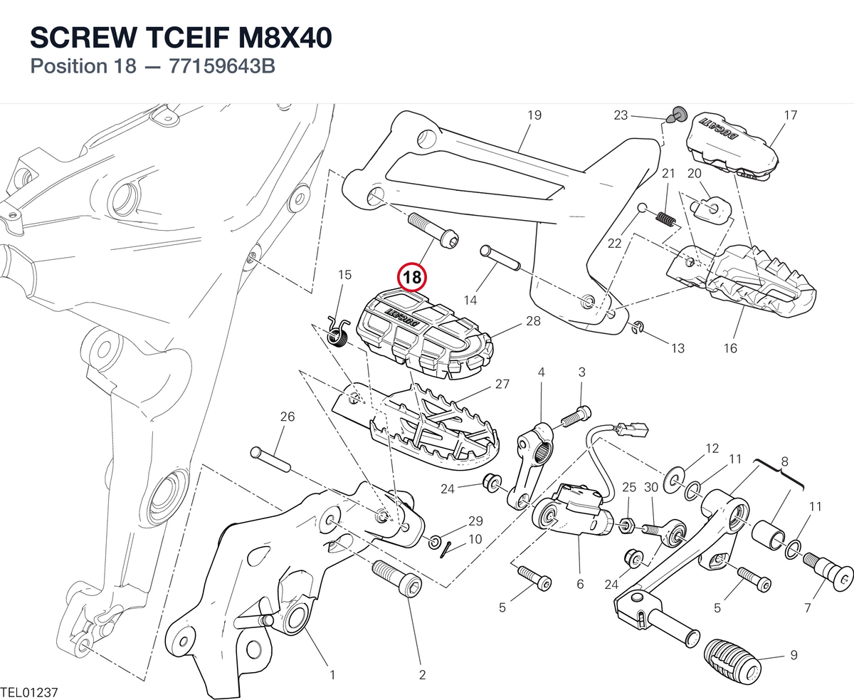SCREW TCEIF M8X40 77159643B diagram position