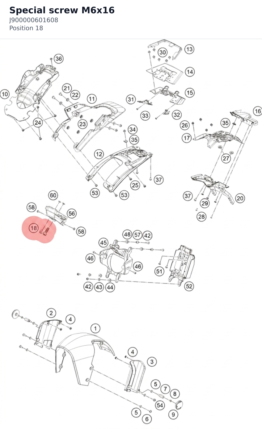 Diagram preview: Special screw M6x16 (J900000601608)