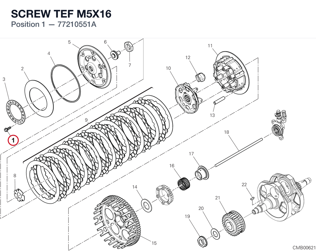 SCREW TEF M5X16 77210551A diagram position
