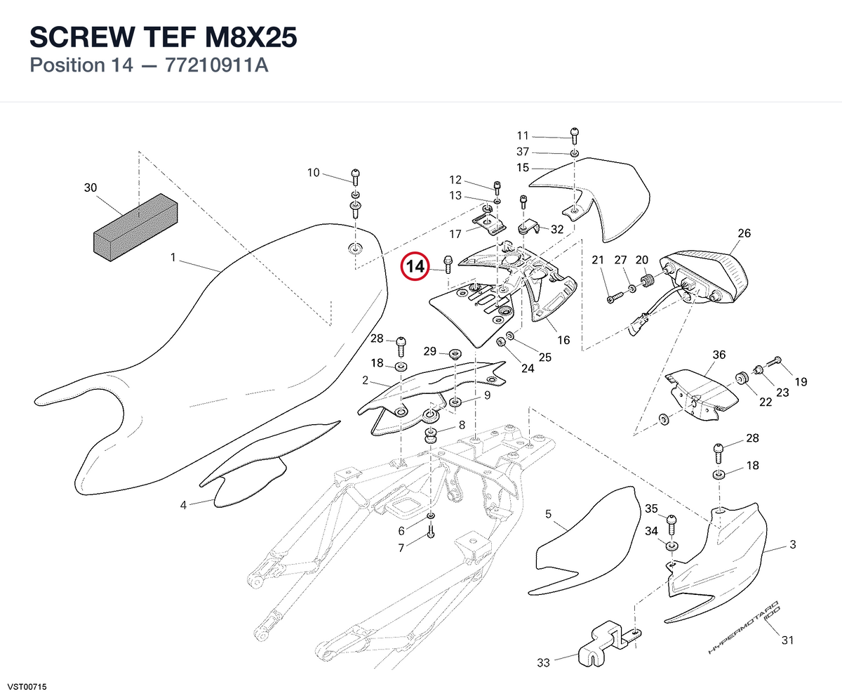 SCREW TEF M8X25 77210911A diagram position
