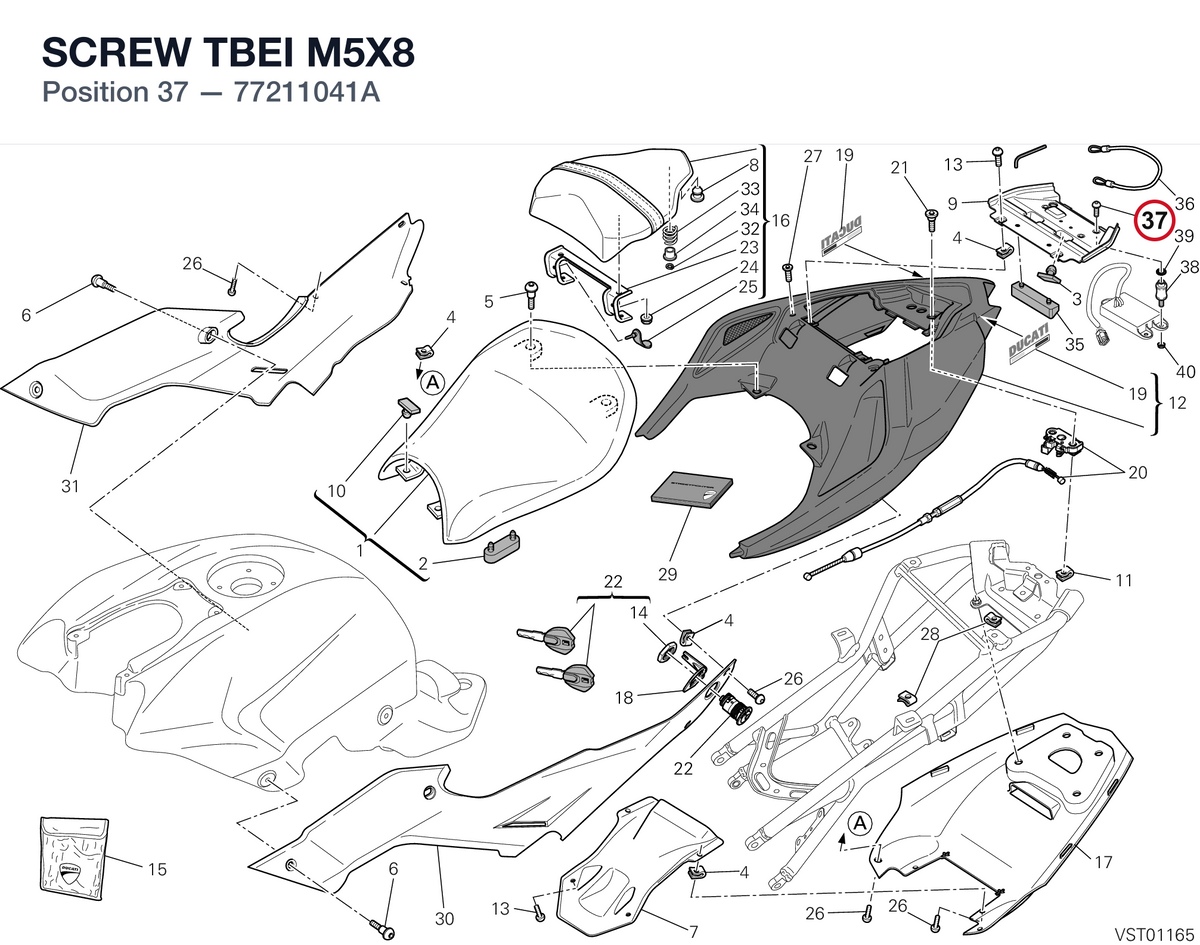 SCREW TBEI M5X8 77211041A diagram position