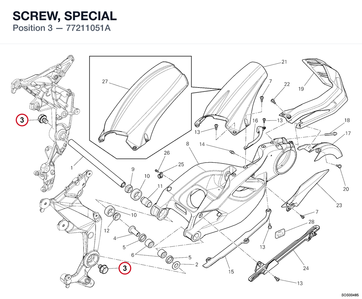 SCREW, SPECIAL 77211051A diagram position