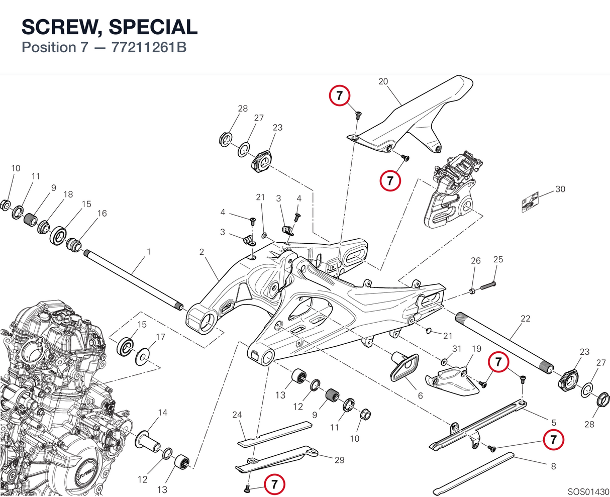 SCREW, SPECIAL 77211261B diagram position