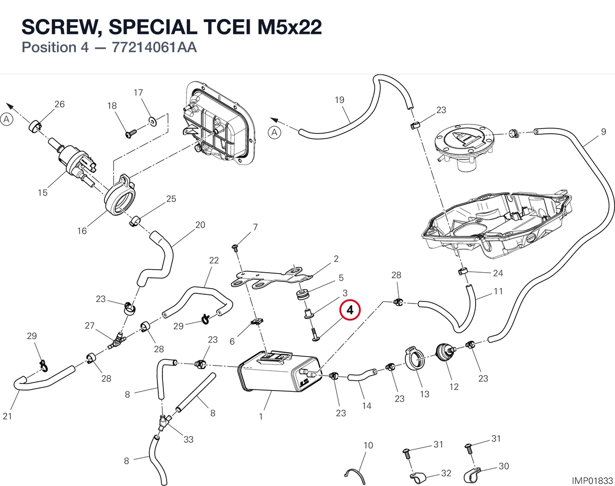 SCREW, SPECIAL TCEI M5x22 77214061AA diagram position