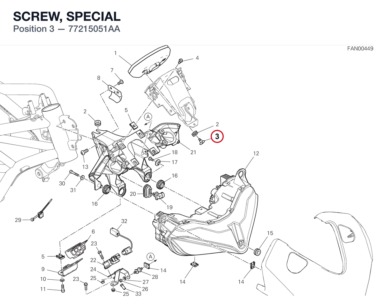 SCREW, SPECIAL 77215051AA diagram position