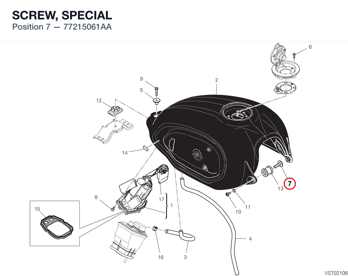 SCREW, SPECIAL 77215061AA diagram position