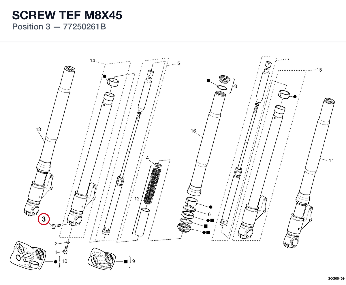SCREW TEF M8X45 77250261B diagram position