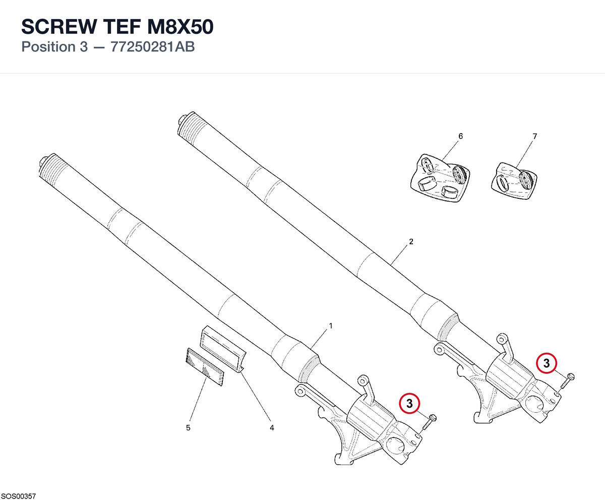 SCREW TEF M8X50 77250281AB diagram position
