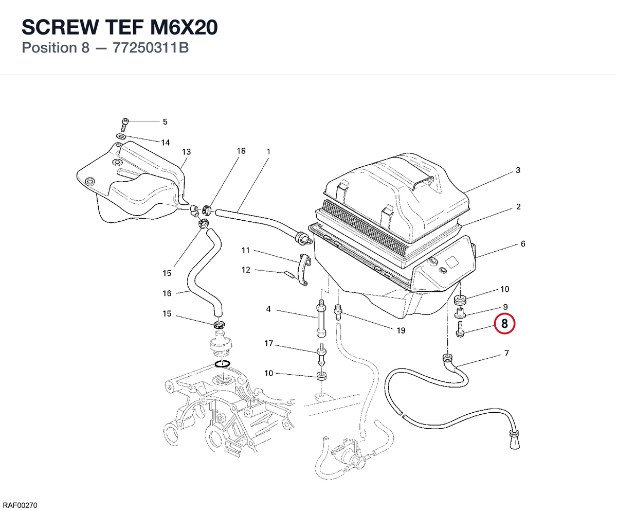 SCREW TEF M6X20 77250311B diagram position