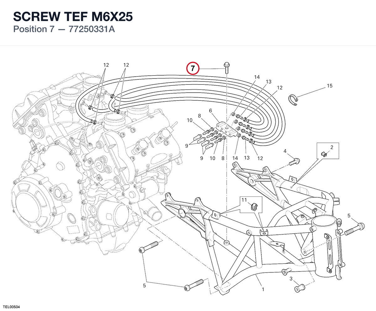 SCREW TEF M6X25 77250331A diagram position