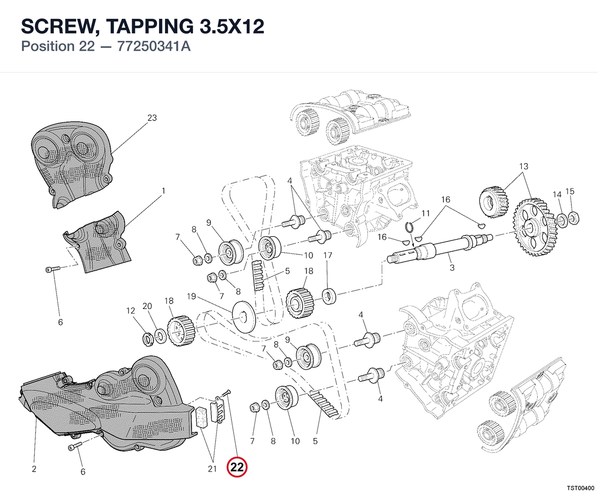 SCREW, TAPPING 3.5X12 77250341A diagram position