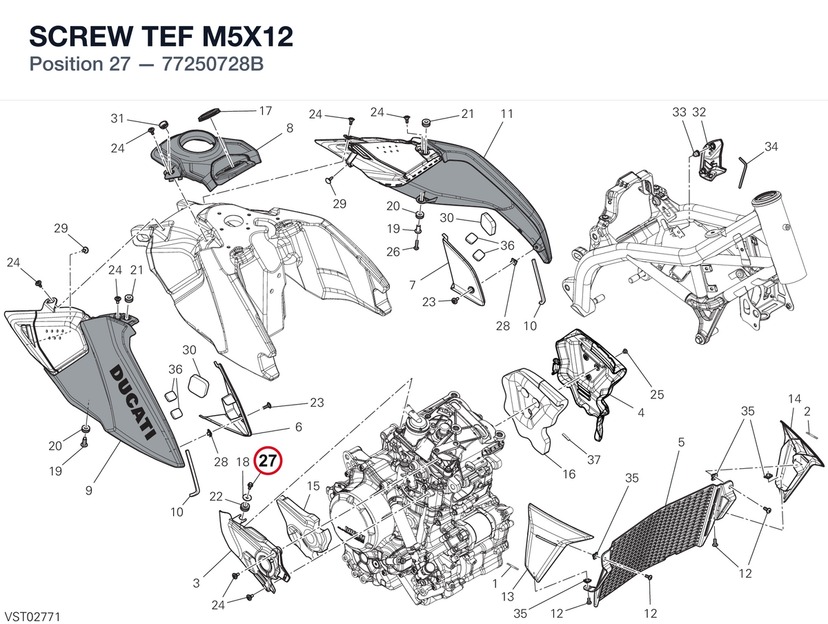 SCREW TEF M5X12 77250728B diagram position