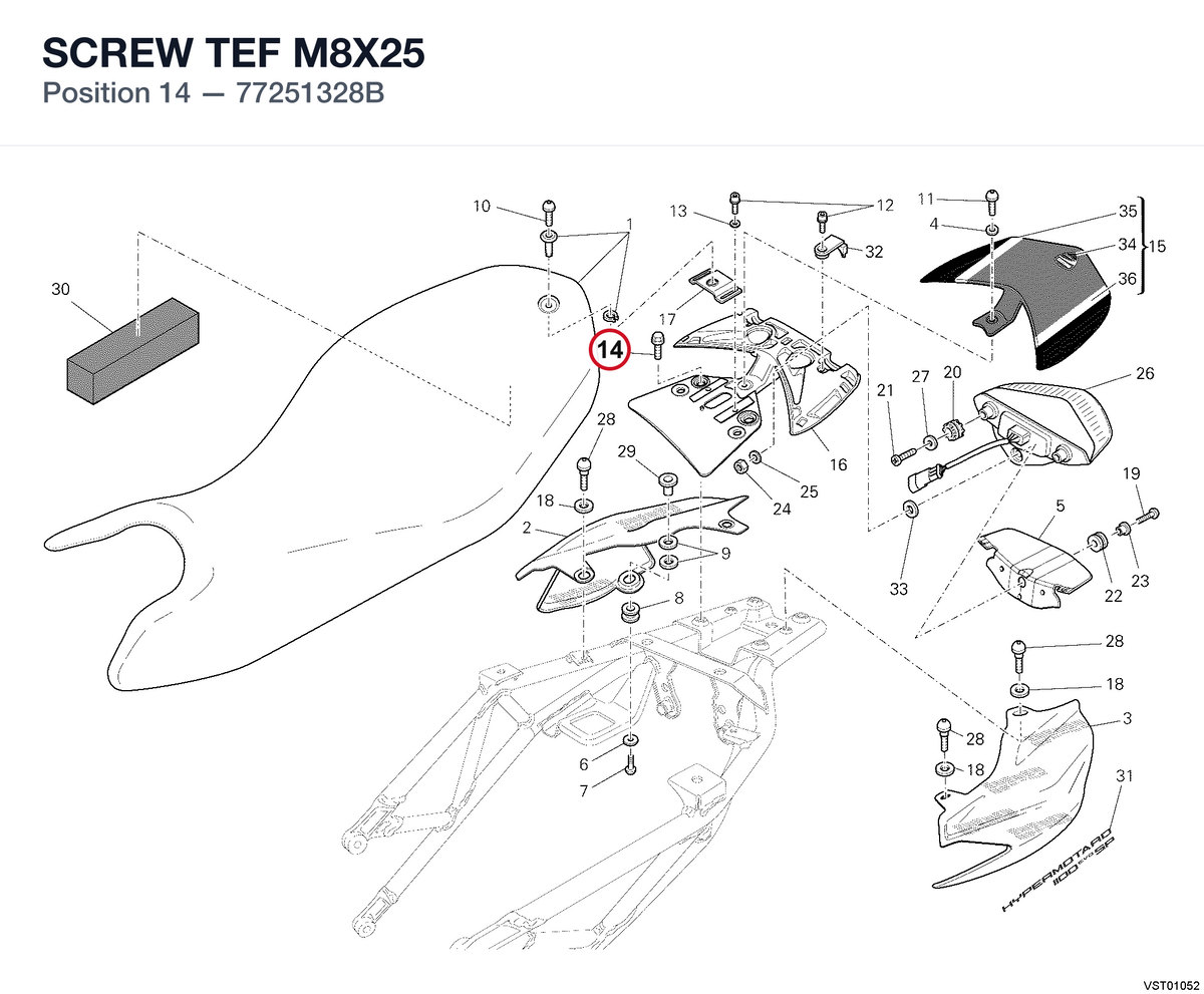 SCREW TEF M8X25 77251328B diagram position