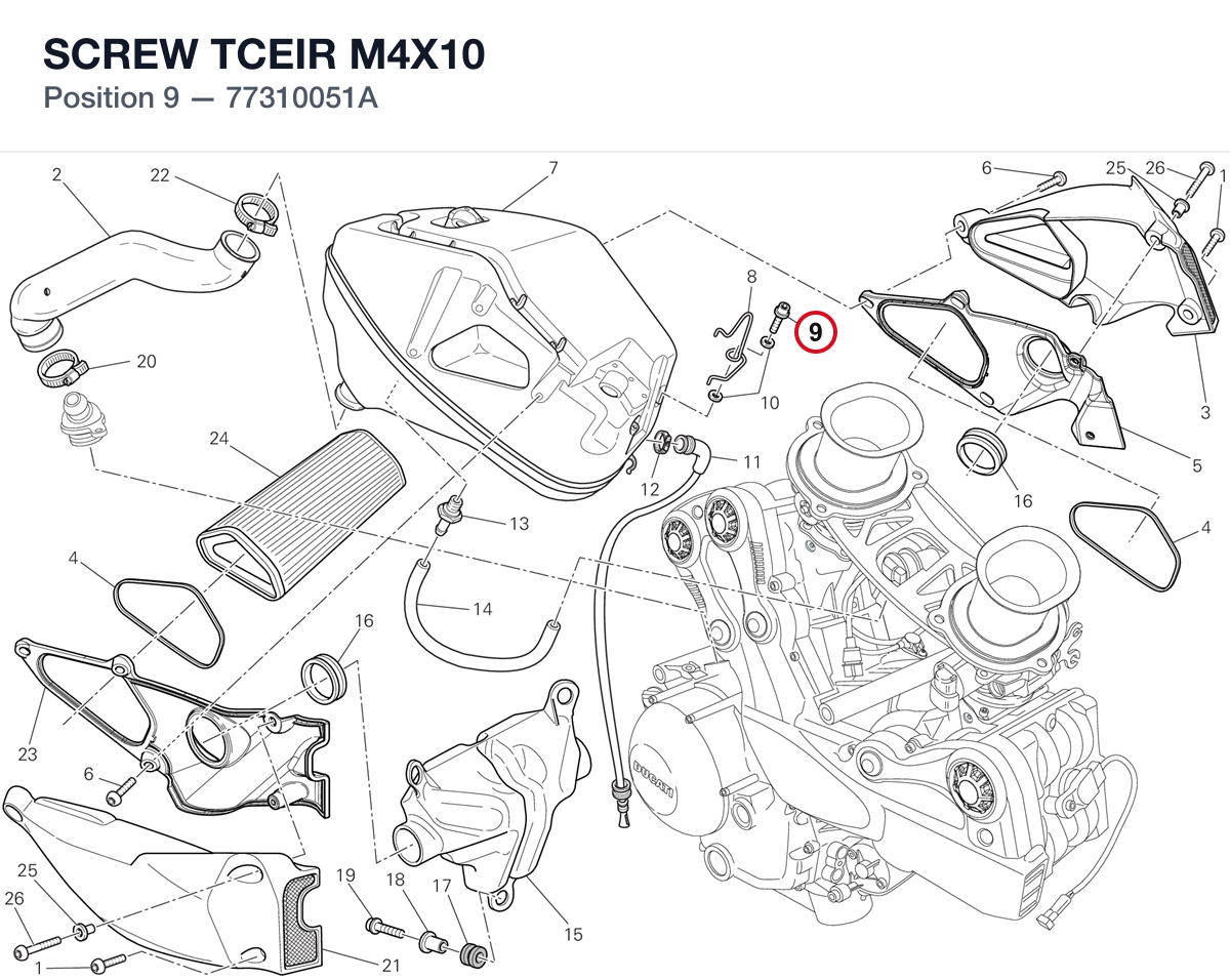 SCREW TCEIR M4X10 77310051A diagram position
