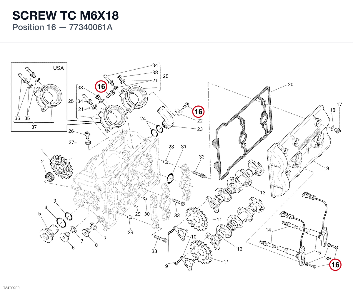 SCREW TC M6X18 77340061A diagram position