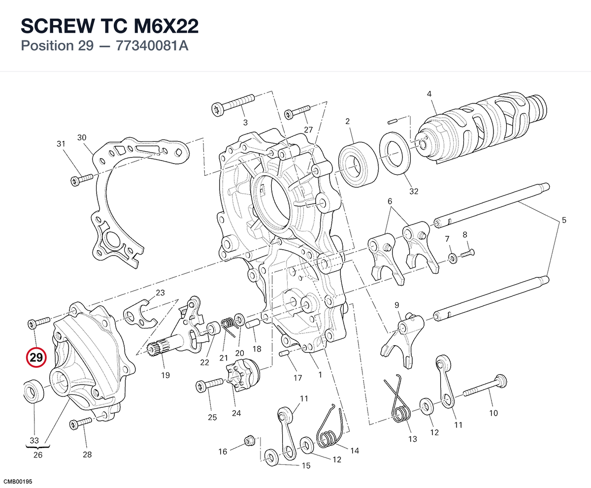 SCREW TC M6X22 77340081A diagram position