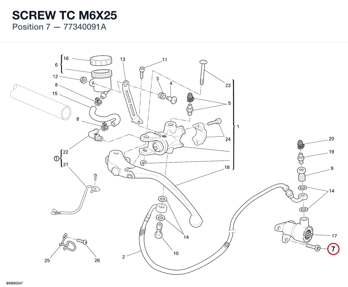 SCREW TC M6X25 77340091A diagram position