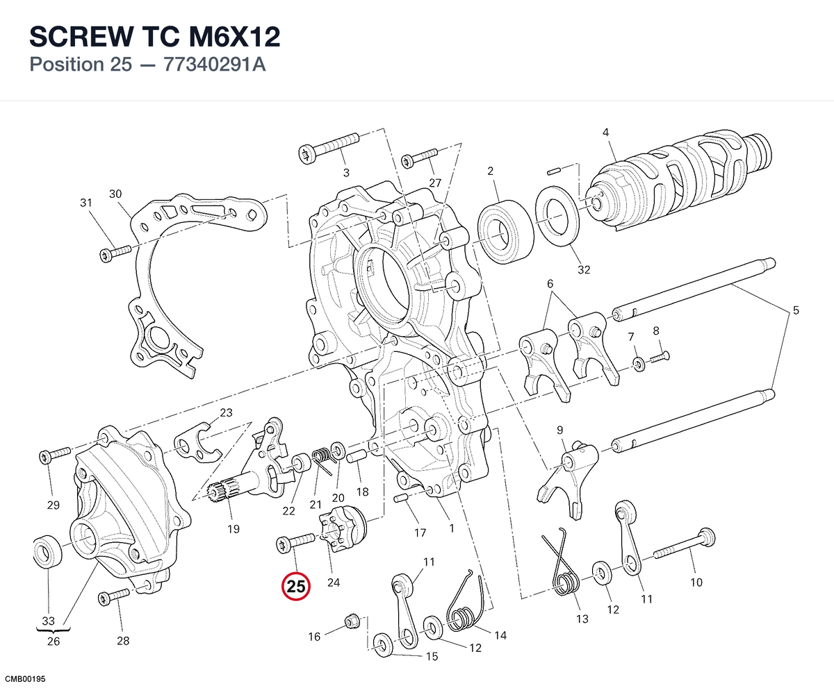 SCREW TC M6X12 77340291A diagram position