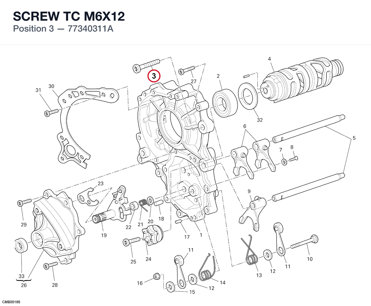 SCREW TC M6X12 77340311A diagram position